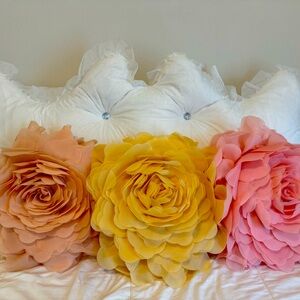 Crown Pillow with stunning silk flower accents